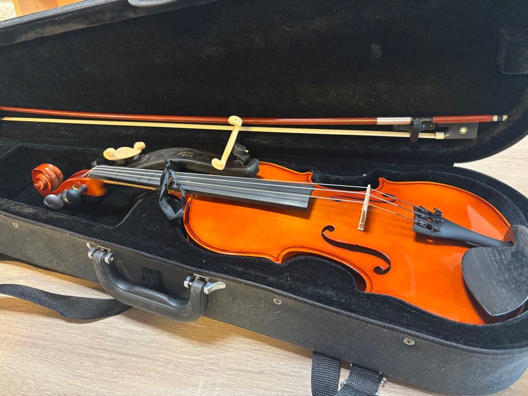 バイオリン本体 オレンジ色 木製 ケース付き