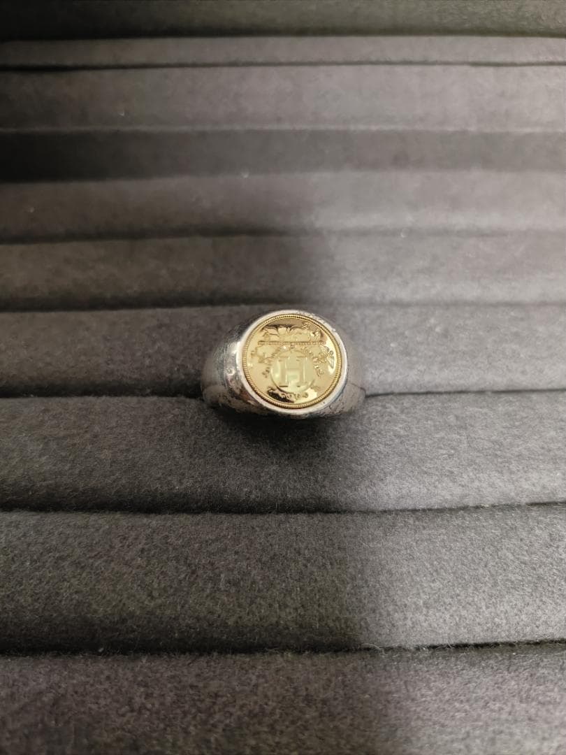 エルメス エクスリブリス リング シルバー×ゴールド コンビ 63号