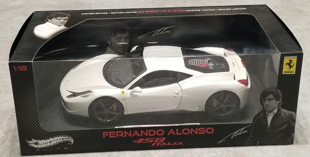 1/18 ホットウィール フェラーリ458イタリア　アロンソモデル限定5000