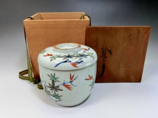 蓋物■紅葉 蓋茶碗 赤絵染付 蓋器(江戸後期～明治期) 鳩居堂 蓋鉢 時代 骨董