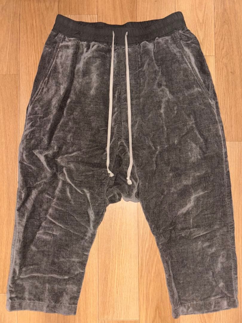 16AW RICK OWENS ベロア ベルベット クロップド サルエルパンツ
