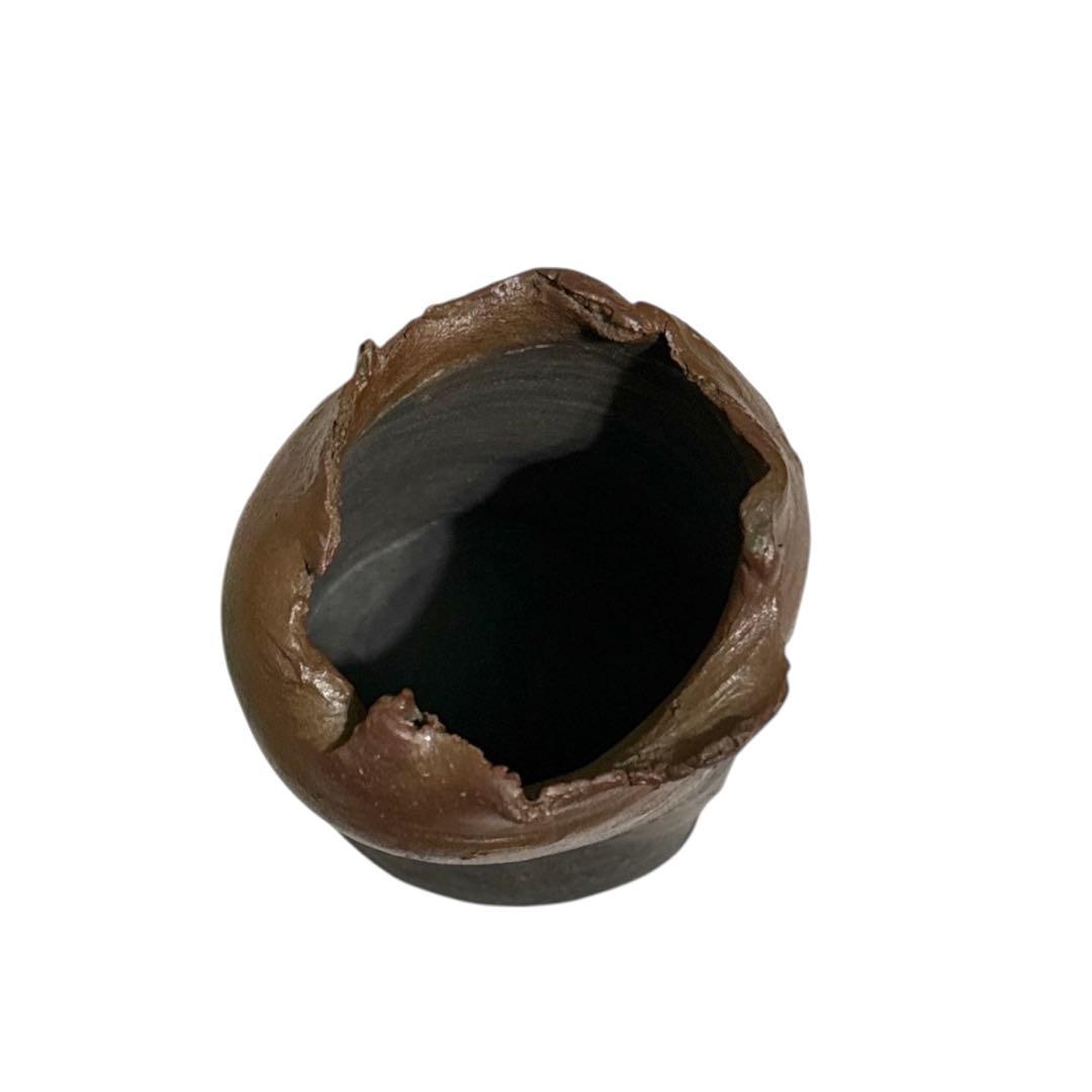小西洋平　新品　常滑焼　花入　陶器製花器 ダークブラウン 木箱付き
