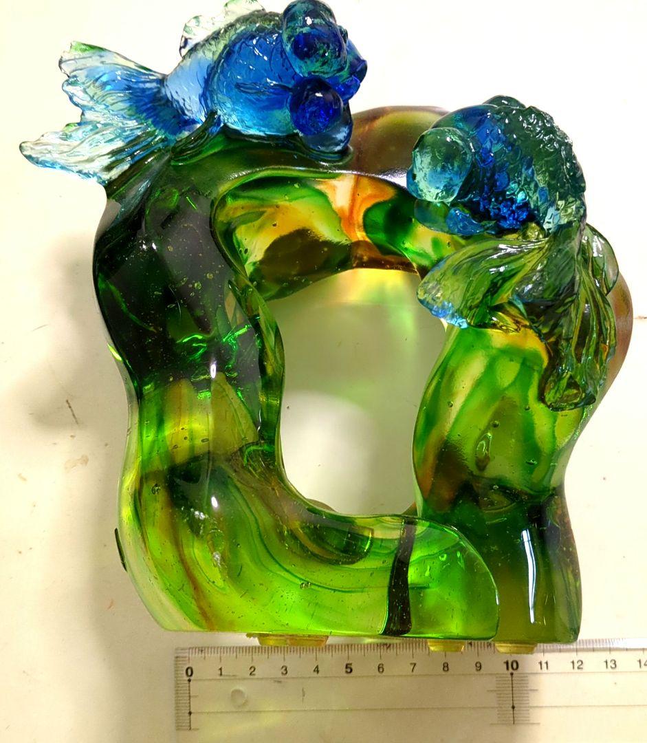 ガラス工芸★泳ぐ金魚の置物