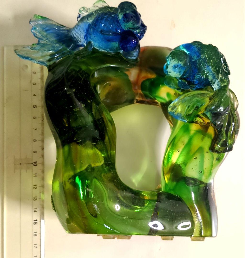 ガラス工芸★泳ぐ金魚の置物