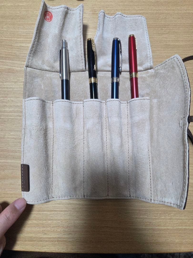 PARKERボールペン×3 +ペンシール+pilotペンケース 5本収納