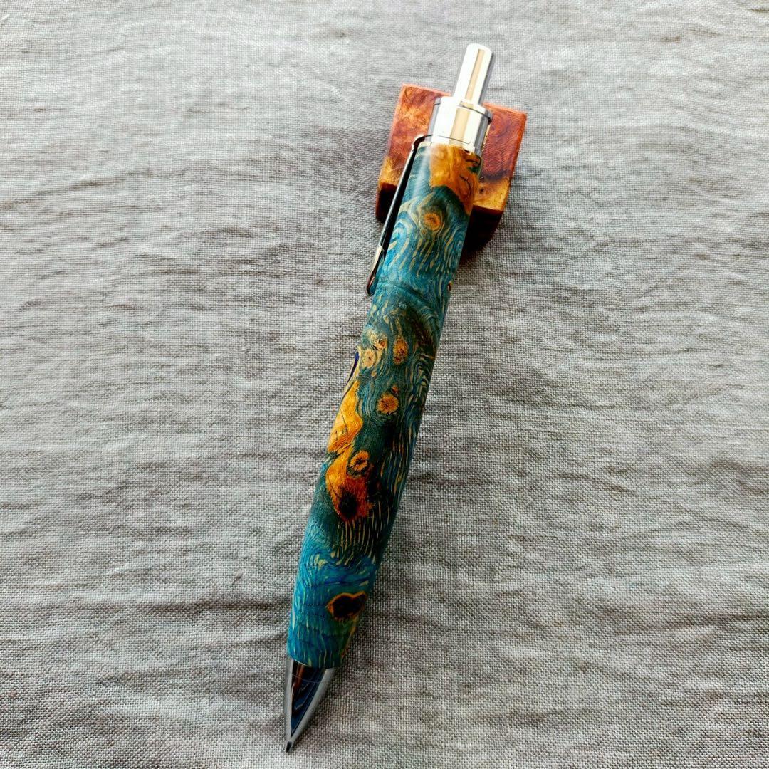 【水鳥】　ハンドメイド　木軸シャープぺン　スタビライズドウッド　0.5mm