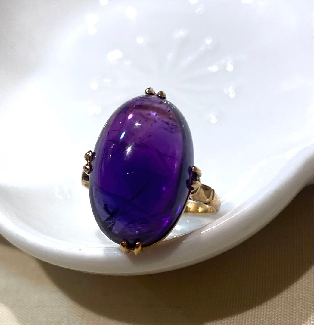 ニャン 昭和ジュエリー　18金　アメジストリング　11号