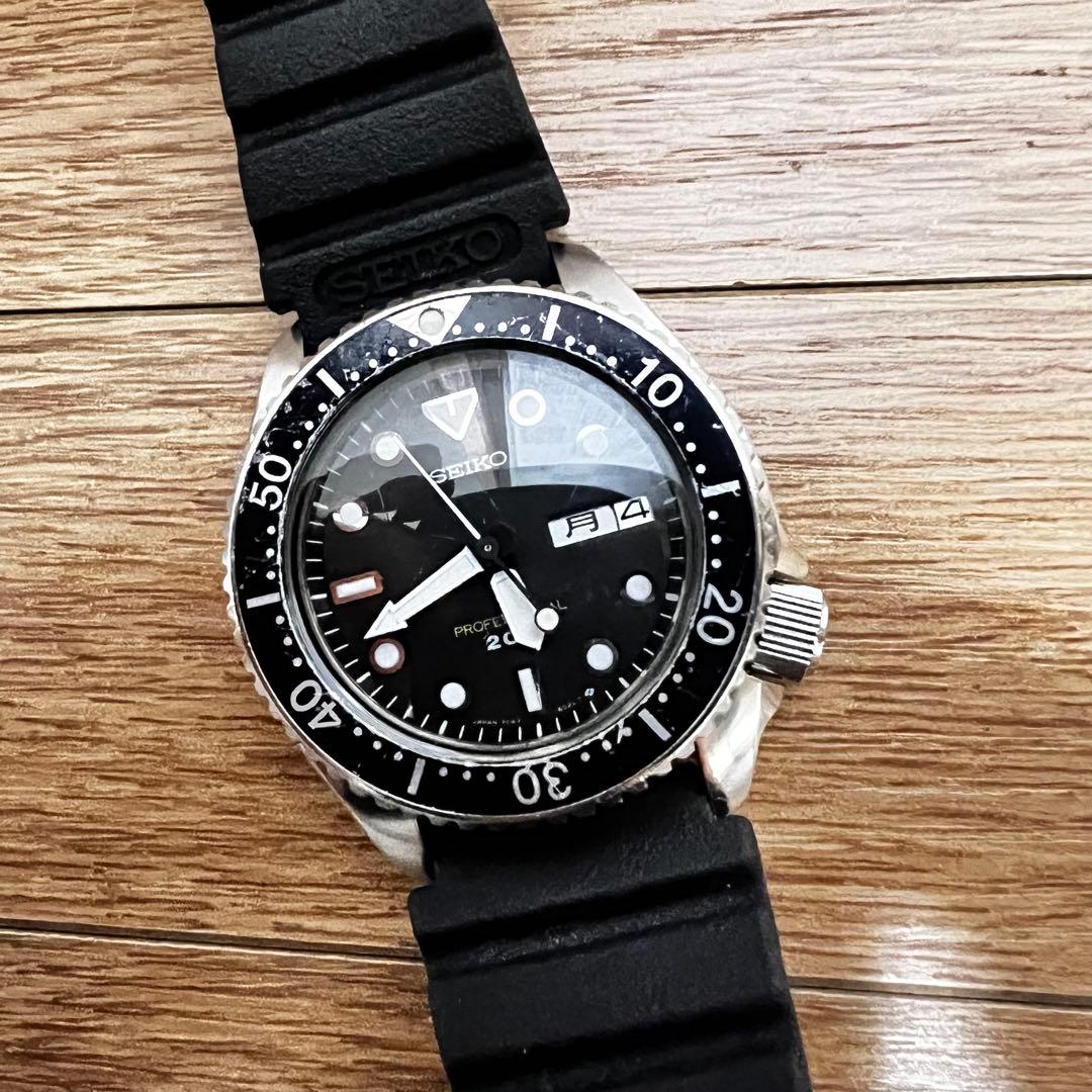 希少価値　初期1986年製 精工舎　稼働ビンテージダイバー 200mベルトセット