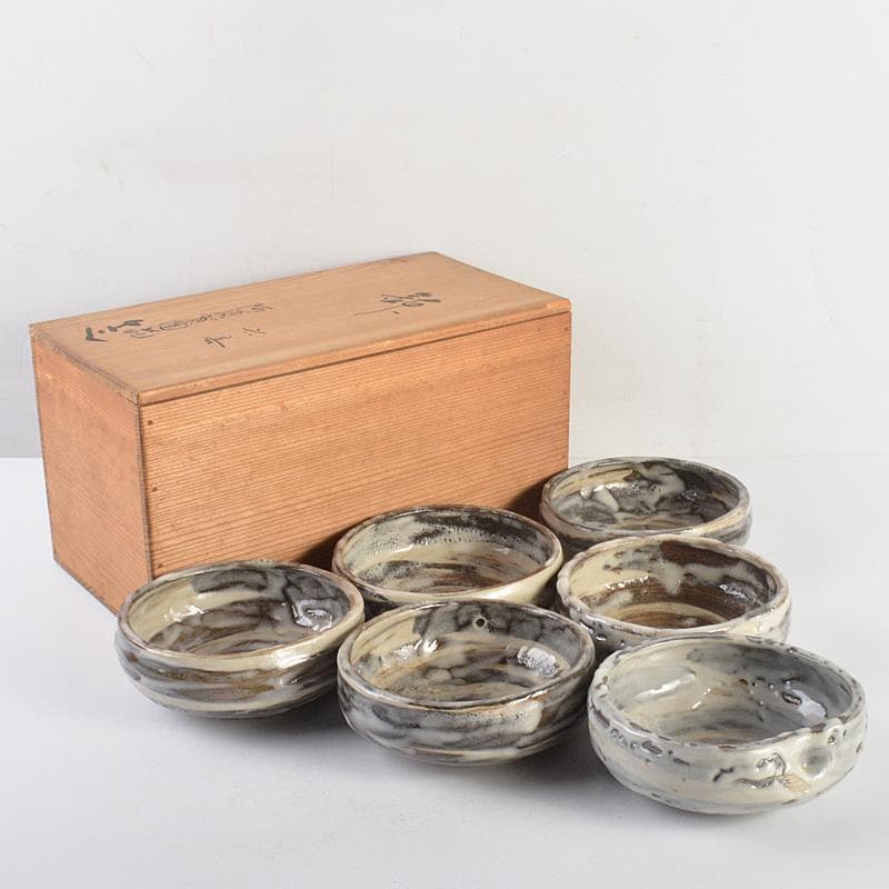 和食器　萬古焼　阿須賀陶苑造　鉢　六客　共箱　V　R7048