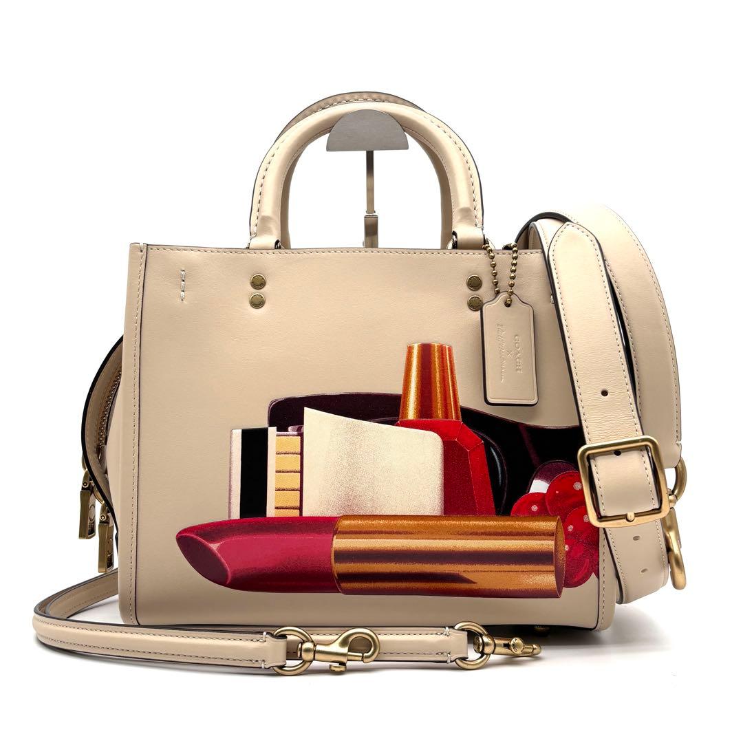 未使用に近い コーチ 2way ローグ トムウェッセルマン リップ柄 バッグ