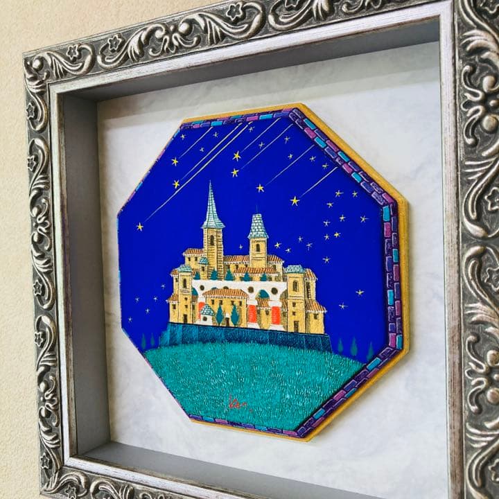 「七つ星の願い」八角形板絵テンペラ画