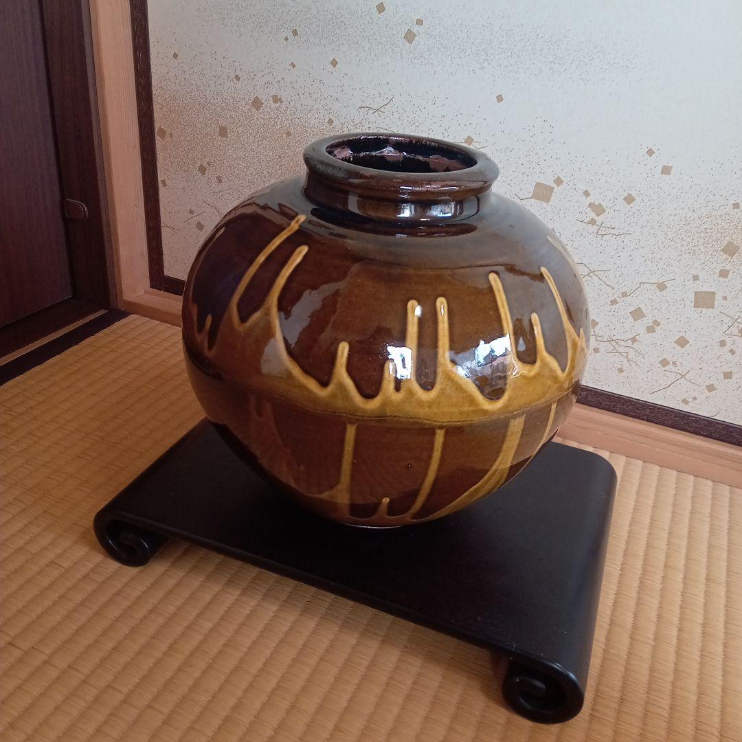 「64 昭和レトロ 陶磁器シリーズ」小石原焼 太田窯 二彩 胴太 花瓶