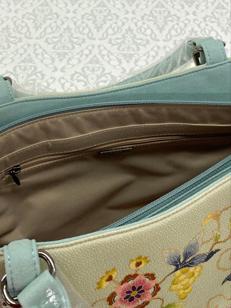 岡重謹製 未使用品 OKAJIMA バッグ 京友禅 金彩 葡萄唐草 正絹