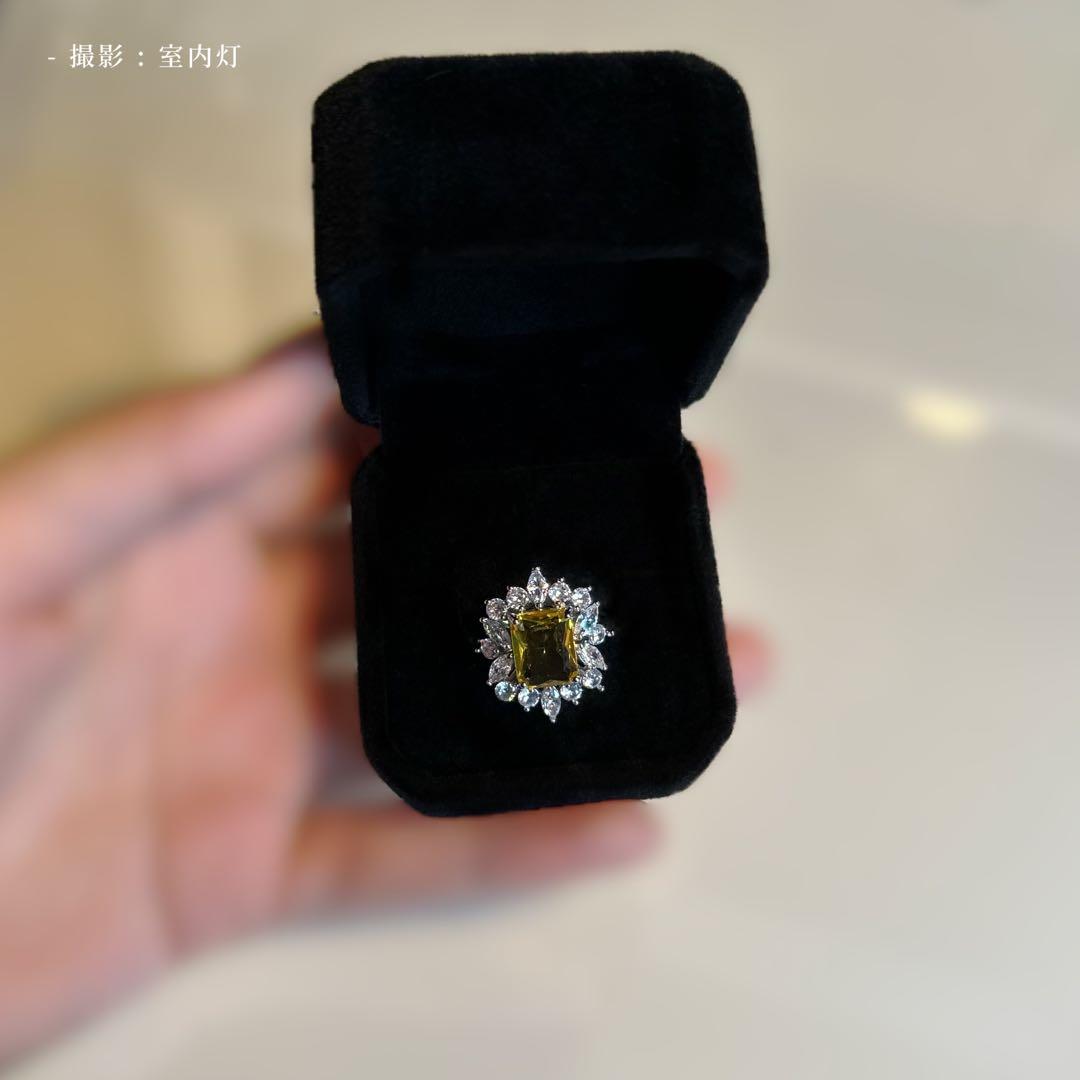 遺品整理　アンティーク　ヴィンテージ　エメラルドカット　イエロー　ダイヤモンド