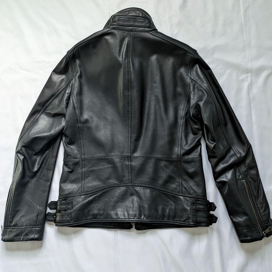 【美品】バーバリーブラックレーベル シングル ライダース ノバチェック 羊革 M