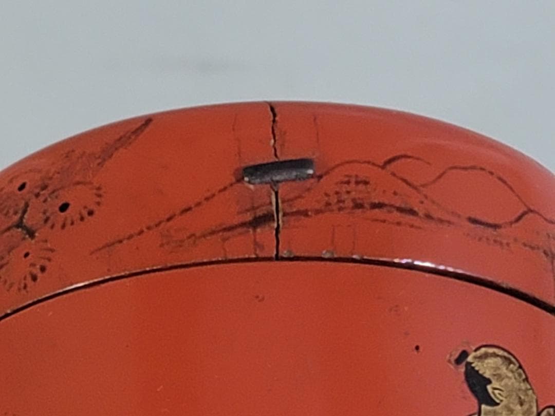 中国 朱塗 人物紋 時代棗 仕服 茶道具 DT612