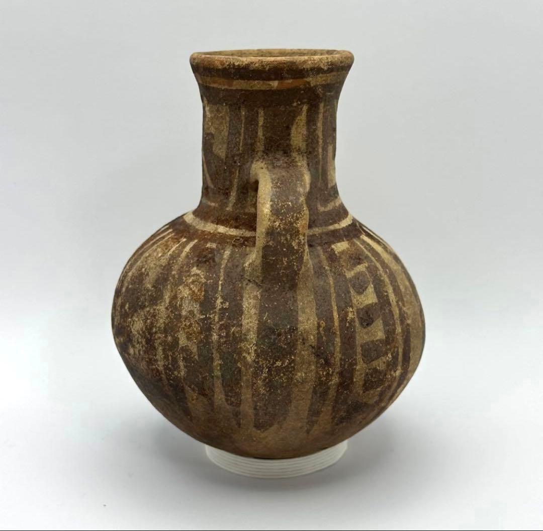 【土器】鑑定カード付 黄地黒彩壺 チャンカイ文化後期 プレコロンビア