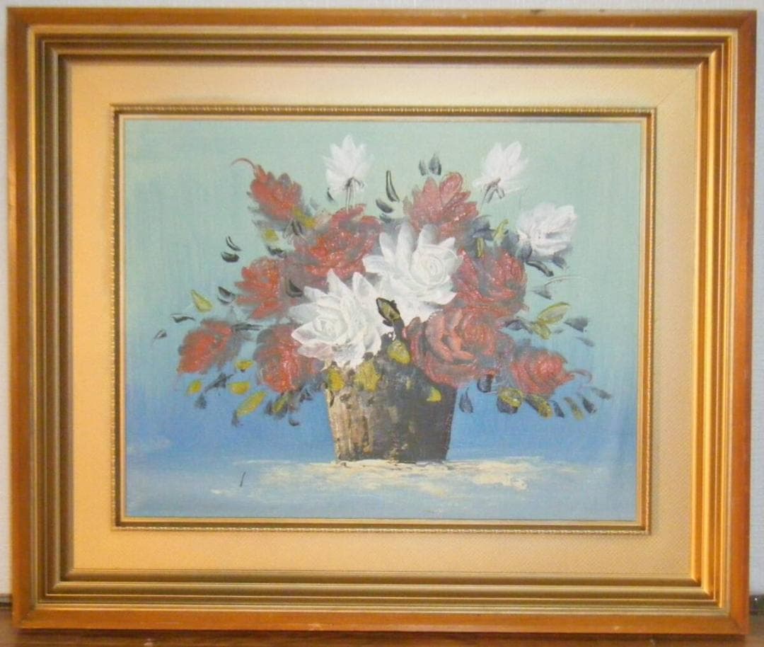 【真作】絵画　作者不詳　油彩6号　花　逸品　Q165