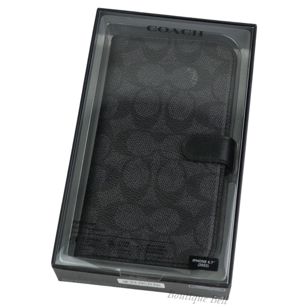 【コーチ】SIG チャコール iPhone14Plus 手帳型ケース