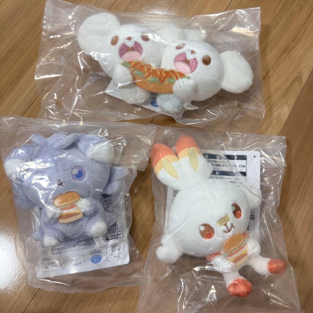 ポケピース 一番くじ F賞ぬいぐるみマスコット 全3種 コンプリート セット