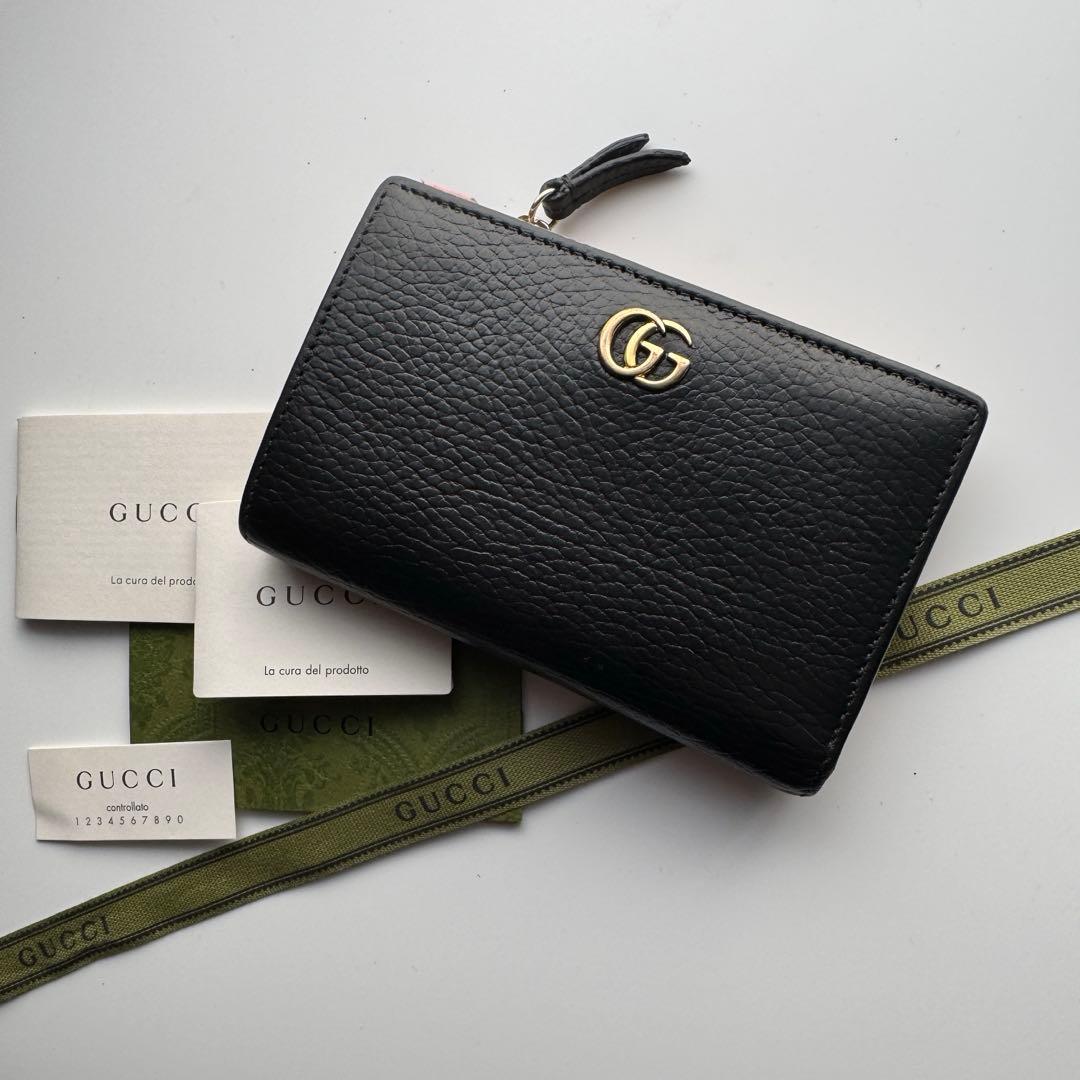 【美品】 158 GUCCI グッチ マーモント 2つ折り 財布