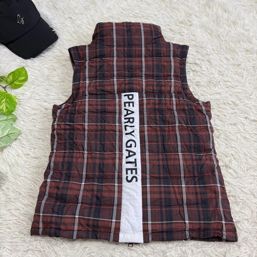 【パーリーゲイツ】美品ダウンジャケットチェック0サイズレディース