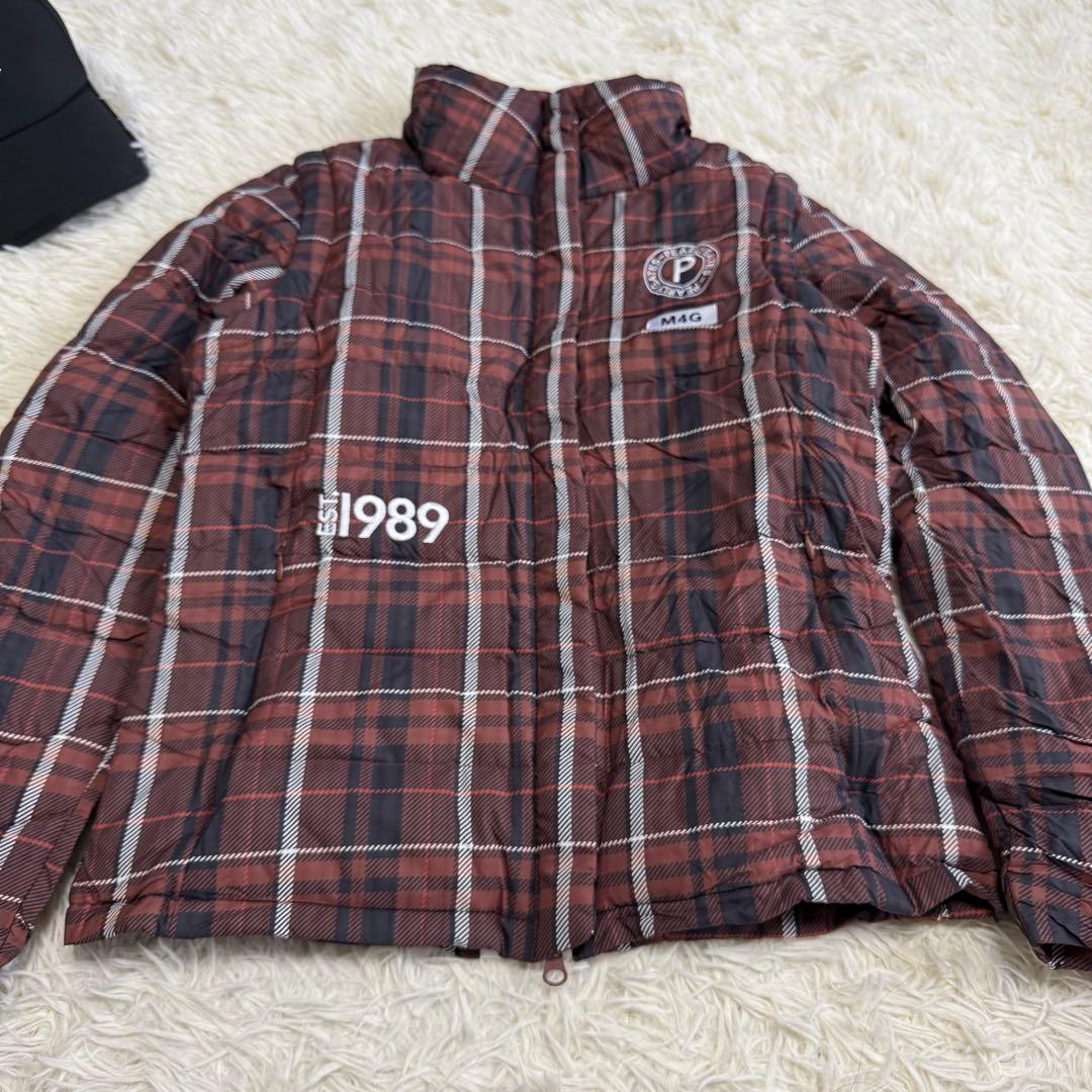 【パーリーゲイツ】美品ダウンジャケットチェック0サイズレディース