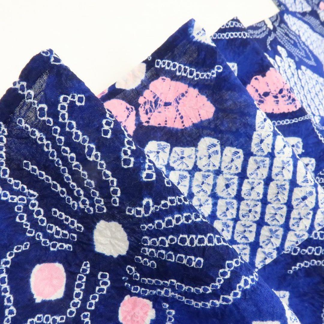 美品 有松鳴海絞り 蝶 ゆったりサイズ 高級浴衣 着物 A3438