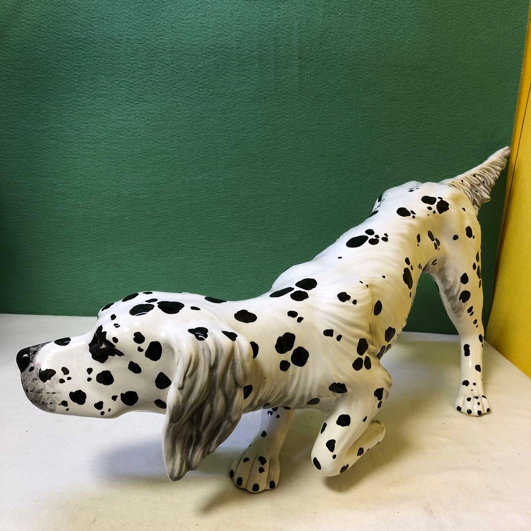 と88● イタリア製 ダルメシアン 犬 陶器 大型 置物 オブジェ インテリア