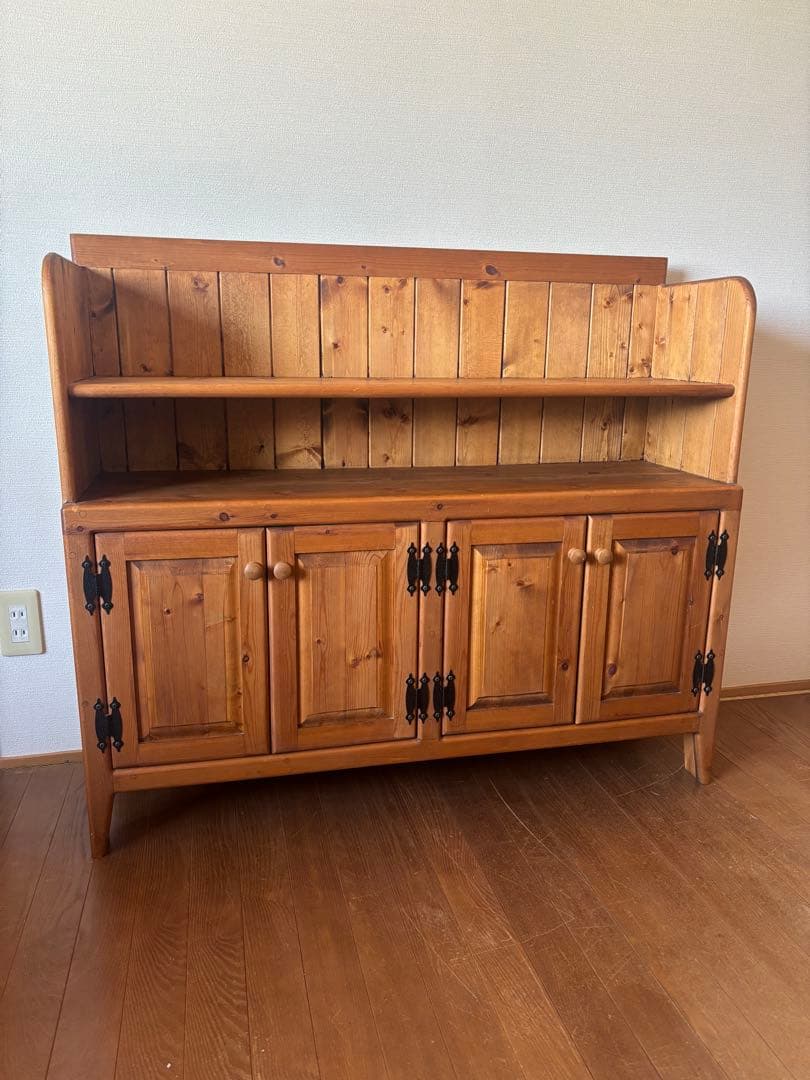 木製キャビネット ナチュラルウッド 収納付き