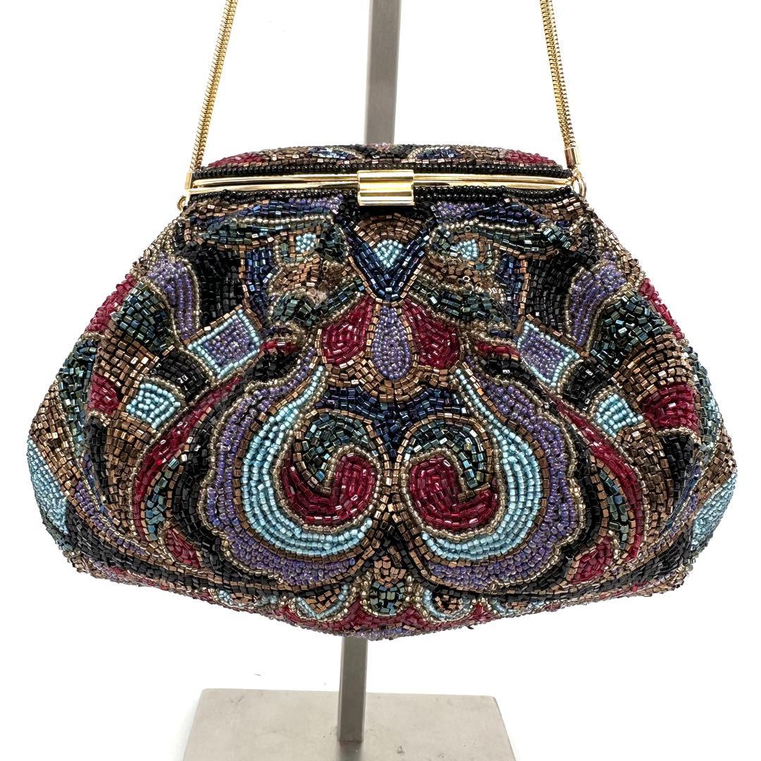 LUMYはしもと パーティバッグ 総ビーズ 皇室御用達 モルティ マルチカラー