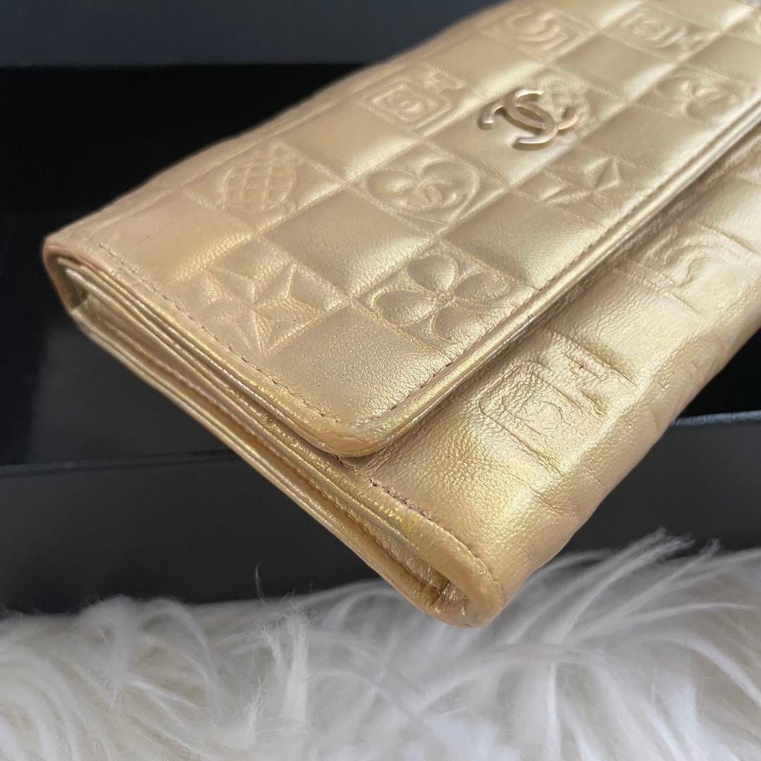CHANEL シャネル アイコンライン 二つ折り 財布 ゴールド 金運UP