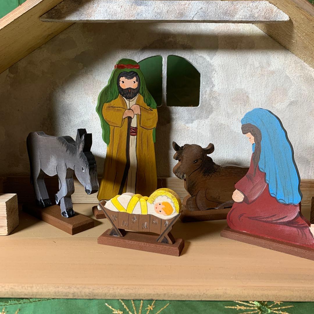 ドイツ製　木製人形　レアな大型のビンテージの手書きの￼可愛いクリッペ人形セット！