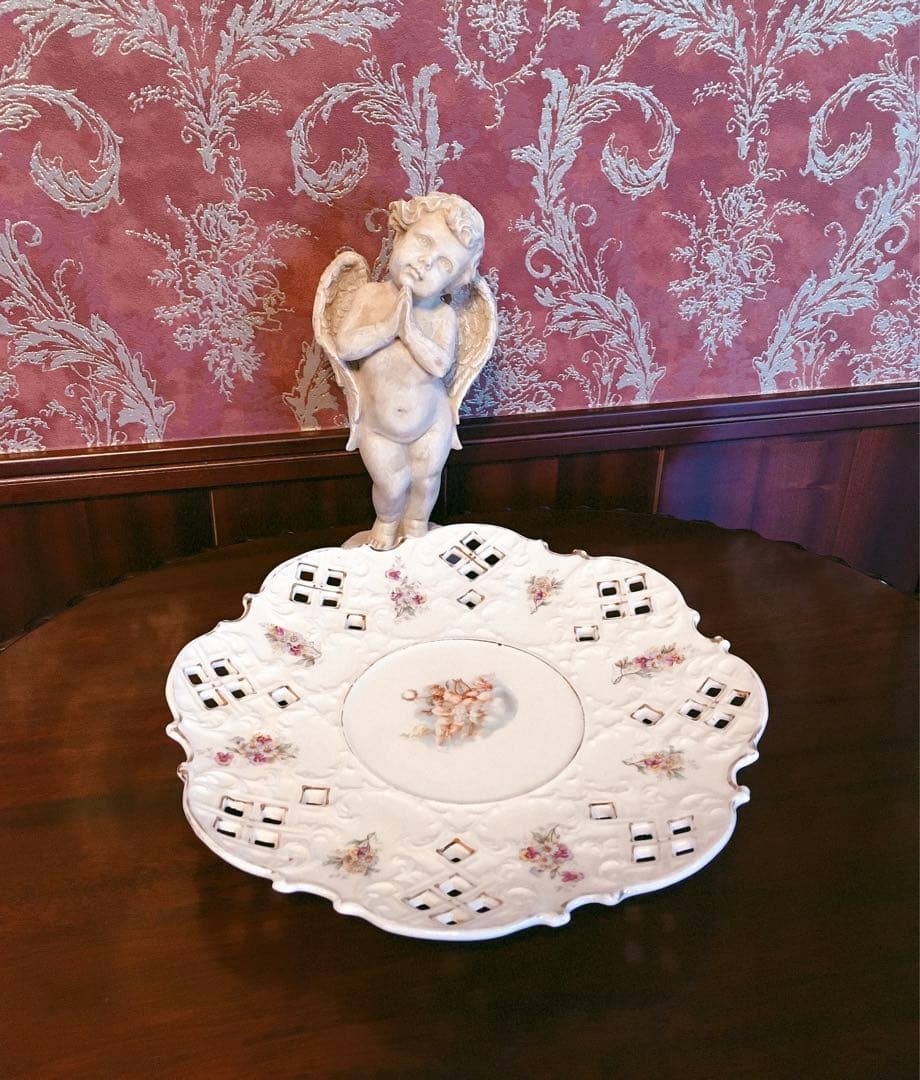 フランス　アンティーク　レリーフ　ピアスプレート　天使　エンジェル　飾り皿