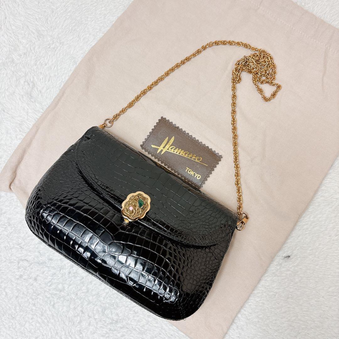 濱野 ハマノ 2way クロコダイル チェーン ショルダーバッグ サンピエトロ