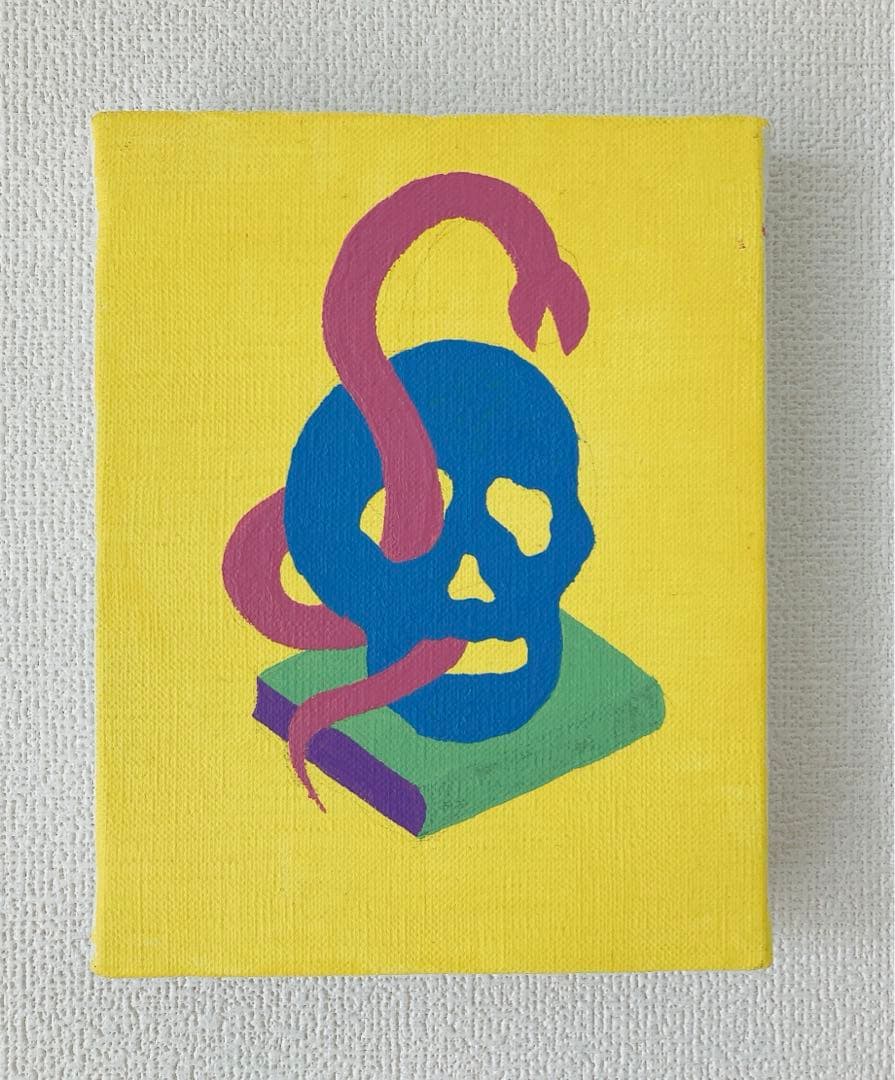 Skull on book アクリル原画