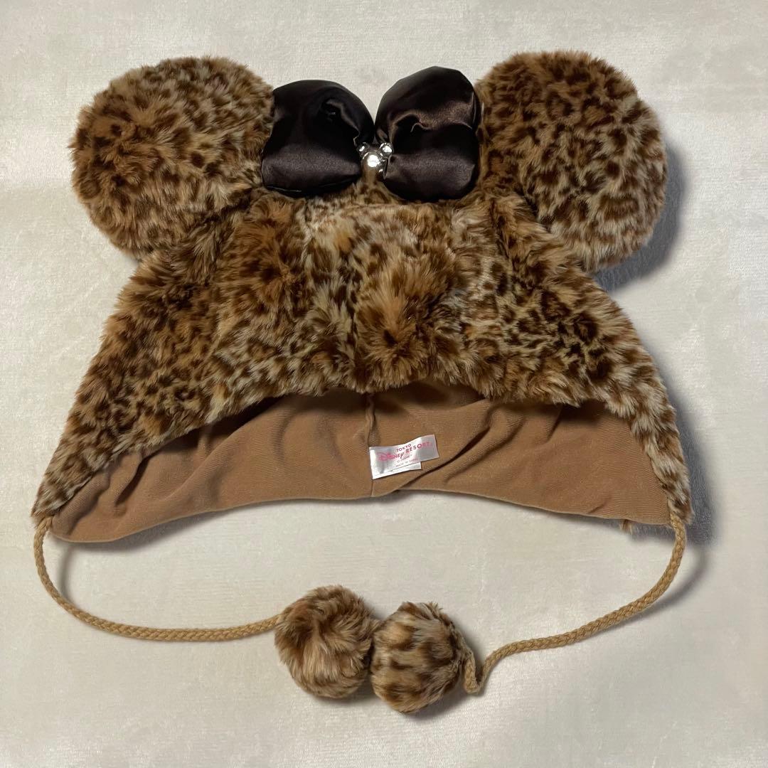 ディズニー　ミニーファンキャップ　ヒョウ柄 レオパード　リボン　平成