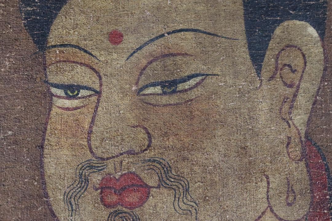 仏教美術 「阿弥陀如来図」 彩色 肉筆 60号 高麗仏画 時代古玩 唐物骨董