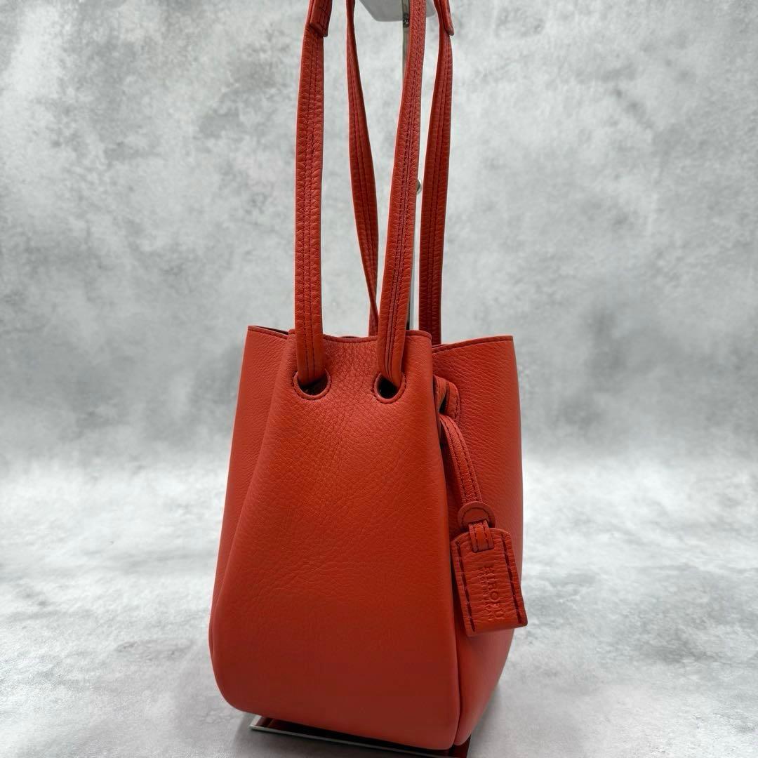 未使用級✨HIROFU ロシェ レザー ショルダーバッグS オレンジ