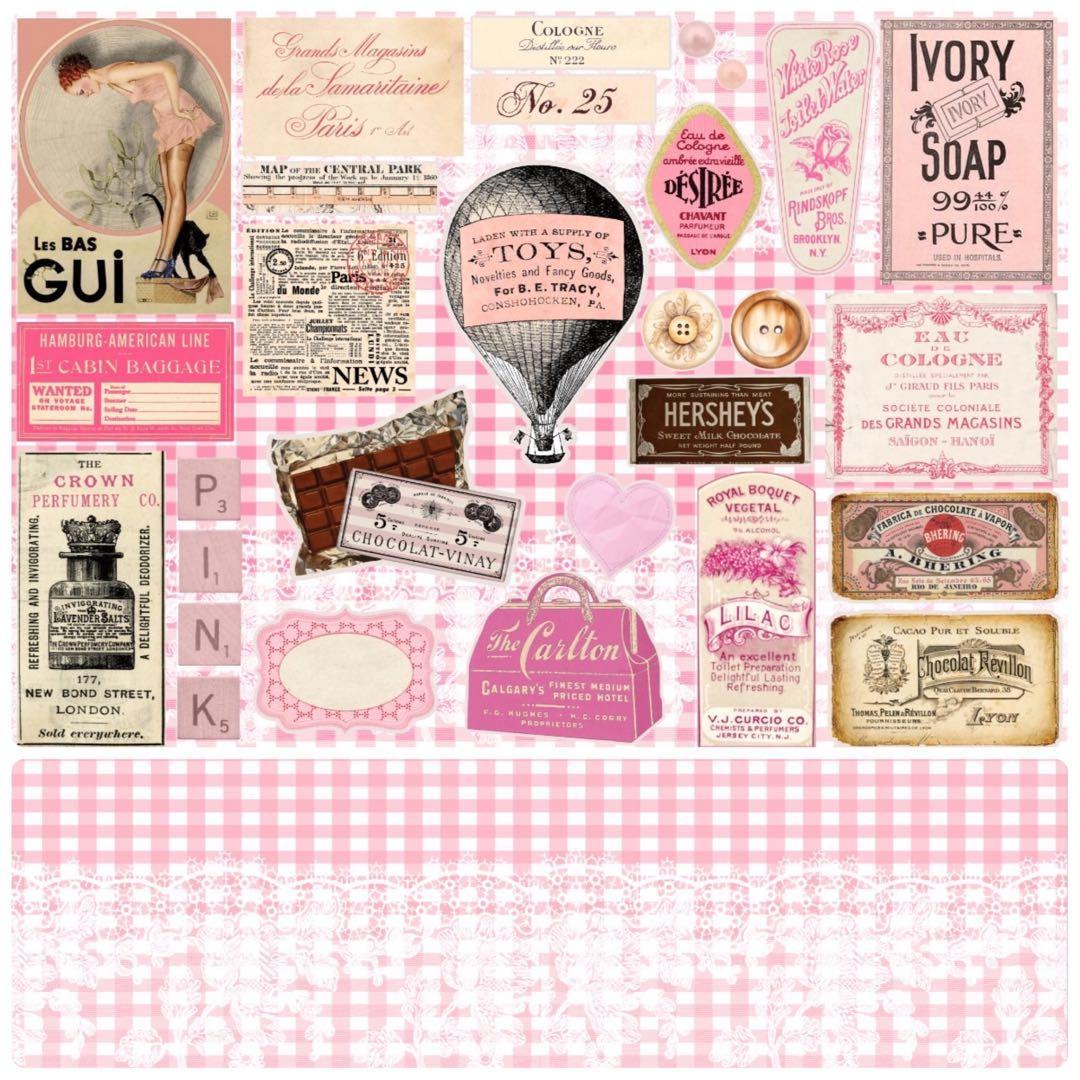 新作①ラブレター♡A4デザインペーパー　80枚♡バレンタイン　コラージュ　素材