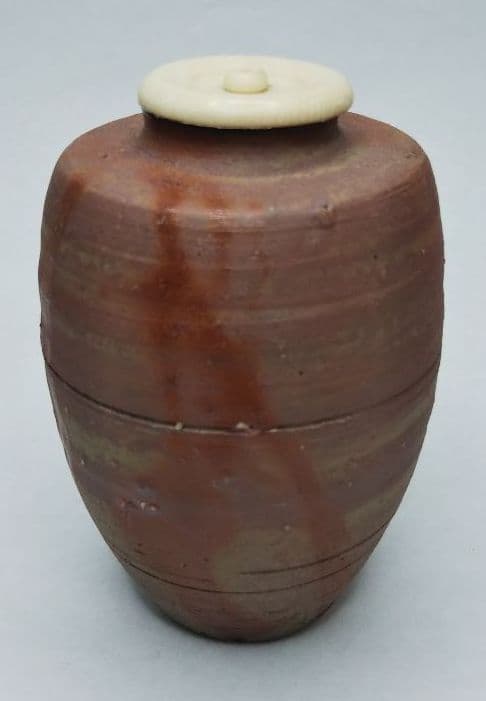 茶道具 備前焼火襷茶入 木村陶峰