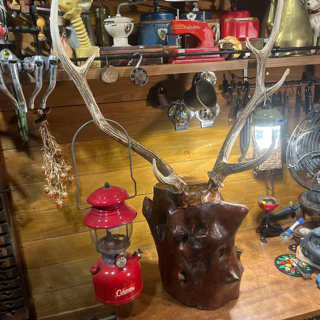 ヴィンテージ迫力満点！鹿ツノ丸太