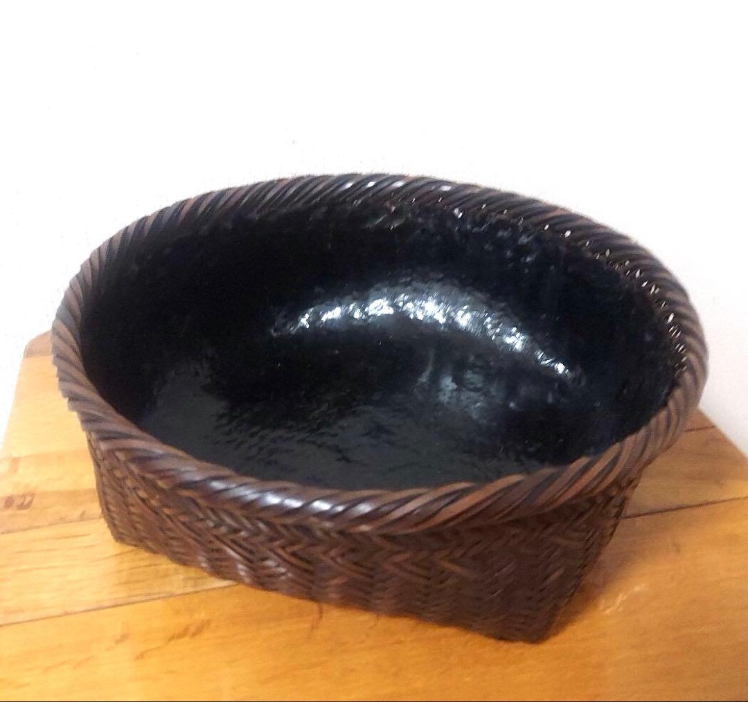 未使用　美品　初釜　茶道具　竹籠　炭斗　炭入れ　炭籠　竹細工　火鉢