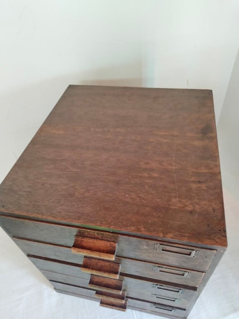 ヴィンテージ　木製引き出し 5段　古道具　書類棚