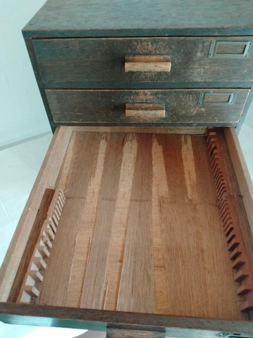 ヴィンテージ　木製引き出し 5段　古道具　書類棚