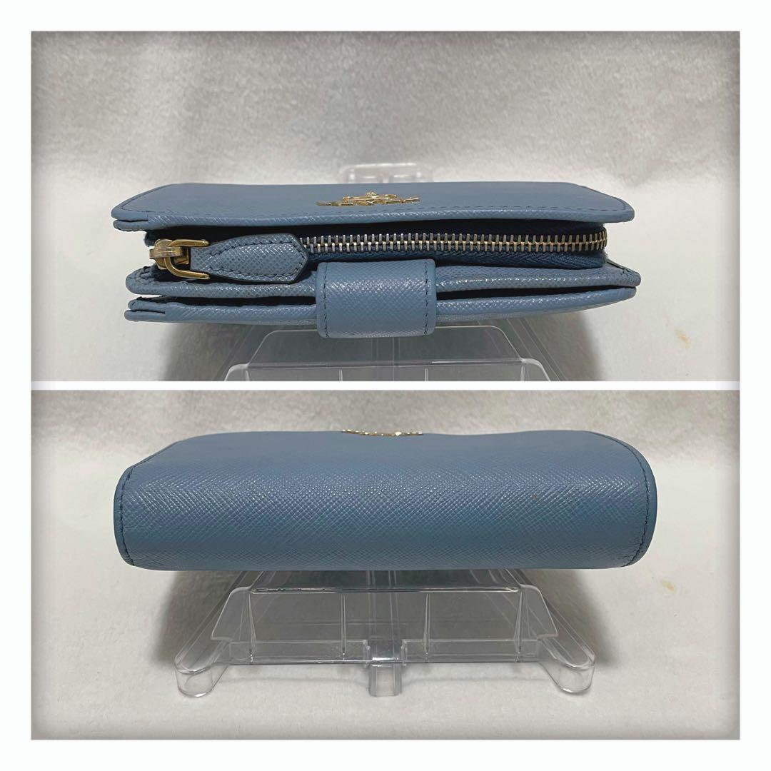 ✨大人気カラー✨ PRADA プラダ サフィアーノ 二つ折り財布 ライトブルー
