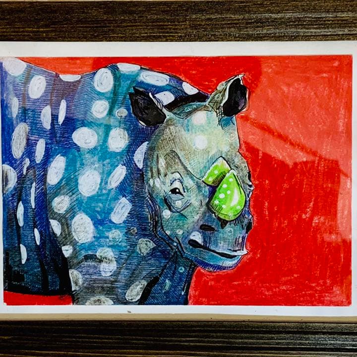 シロサイ　ペン画