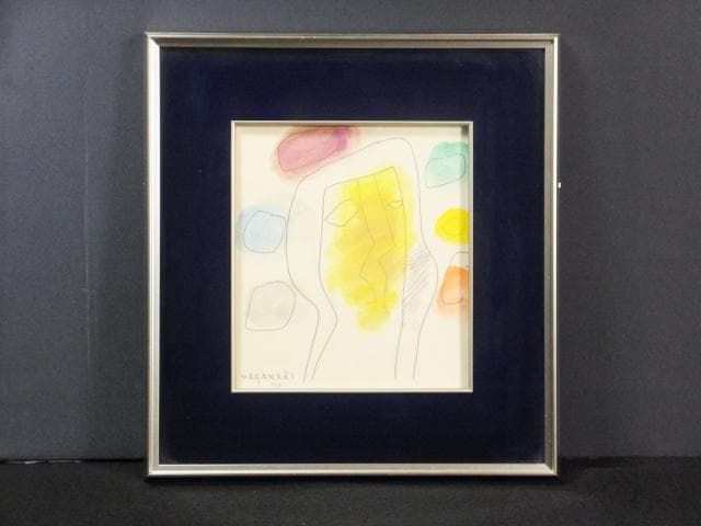 現代美術の先駆者 村井正誠　直筆サイン『顔』水彩画 1979年 0109A