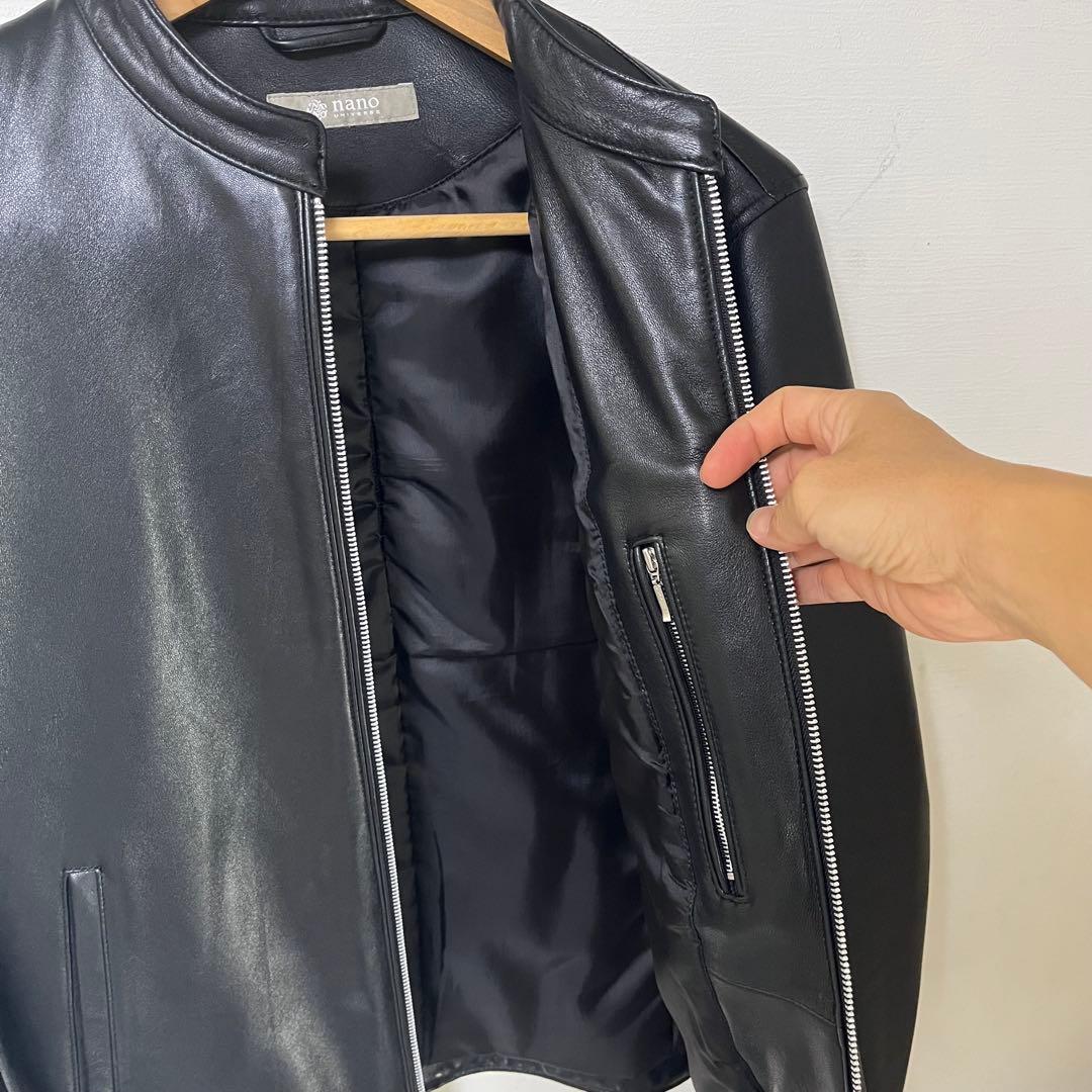 【美品】レザージャケット　シングル　ナノユニバース　サイズM