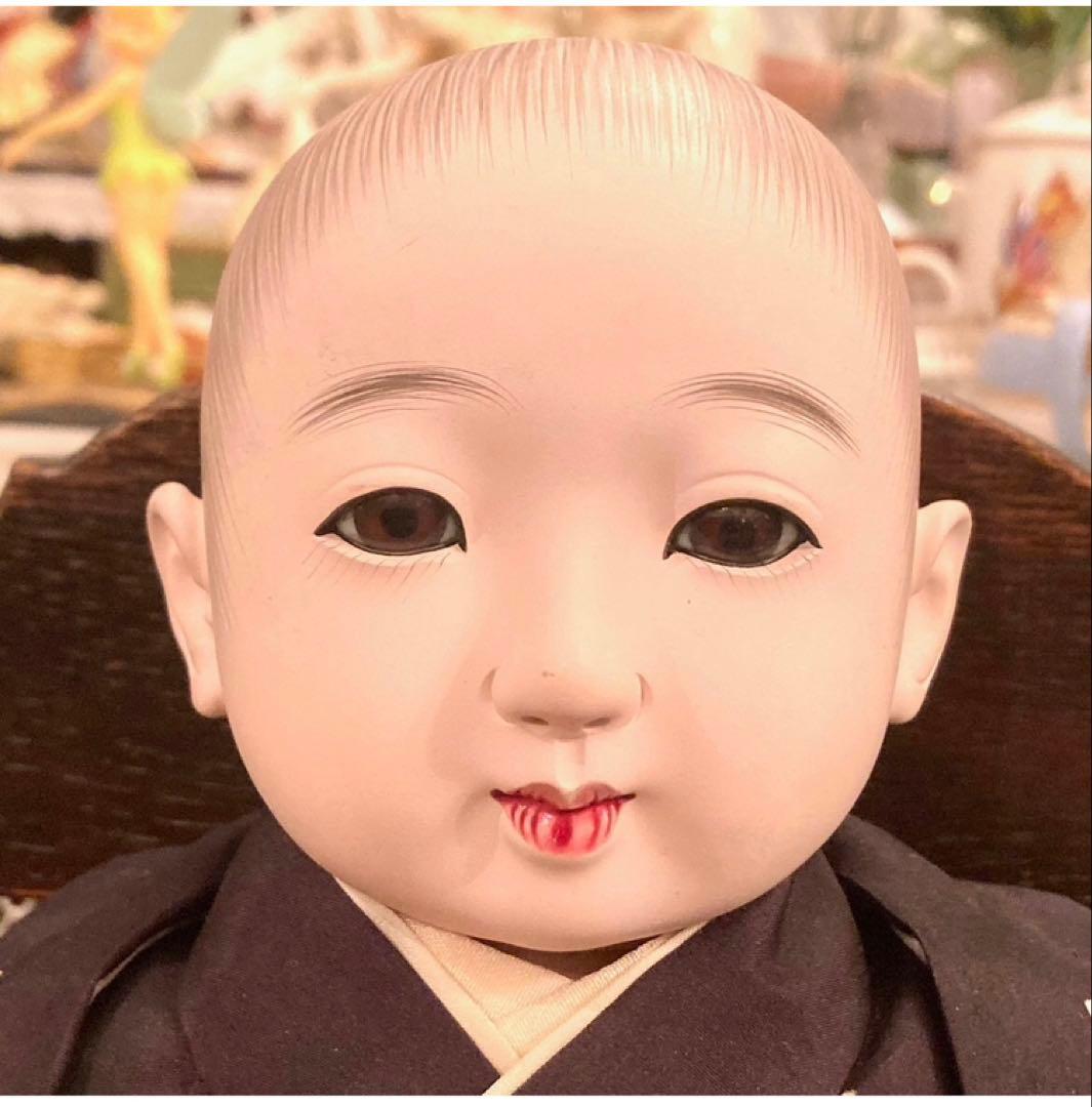美品　アンティーク　市松人形　男の子　年代もの　昭和初期　お着物　ビンテージ